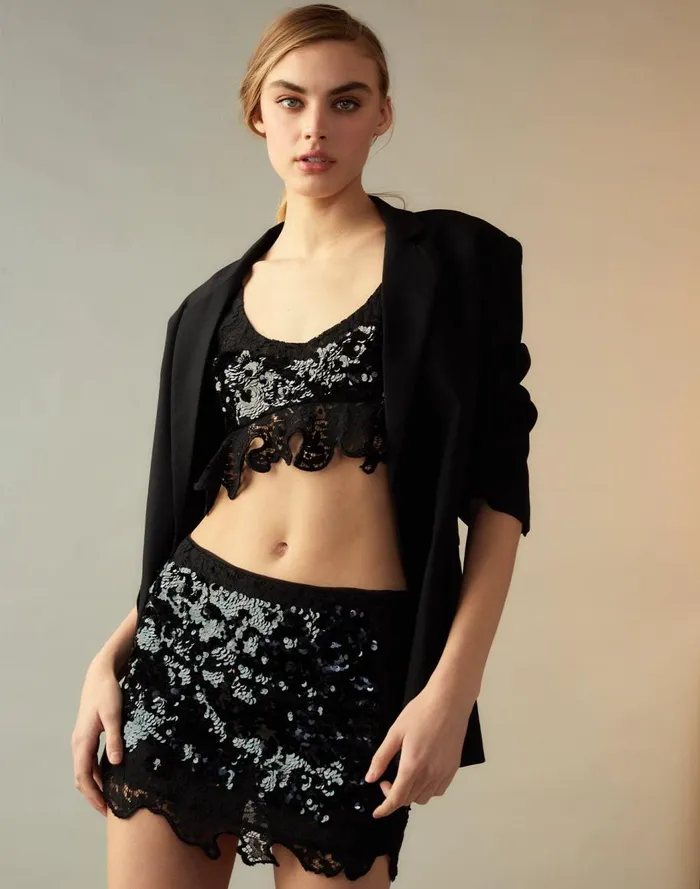 Tops Women Cynthia Rowley The Cosmo Sequin Top