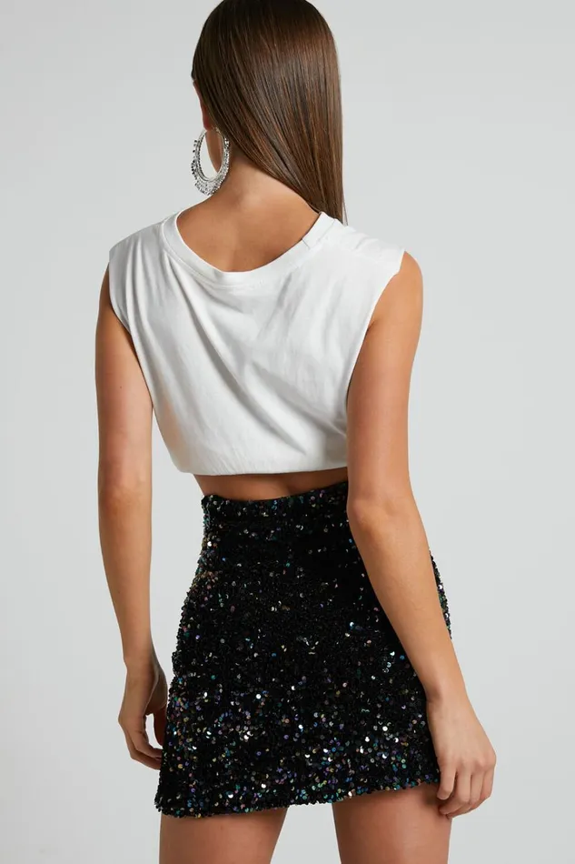 Tracy Mini Skirt 8211 Bodycon Sequin Skirt In Black Women Showpo Curve Clothes