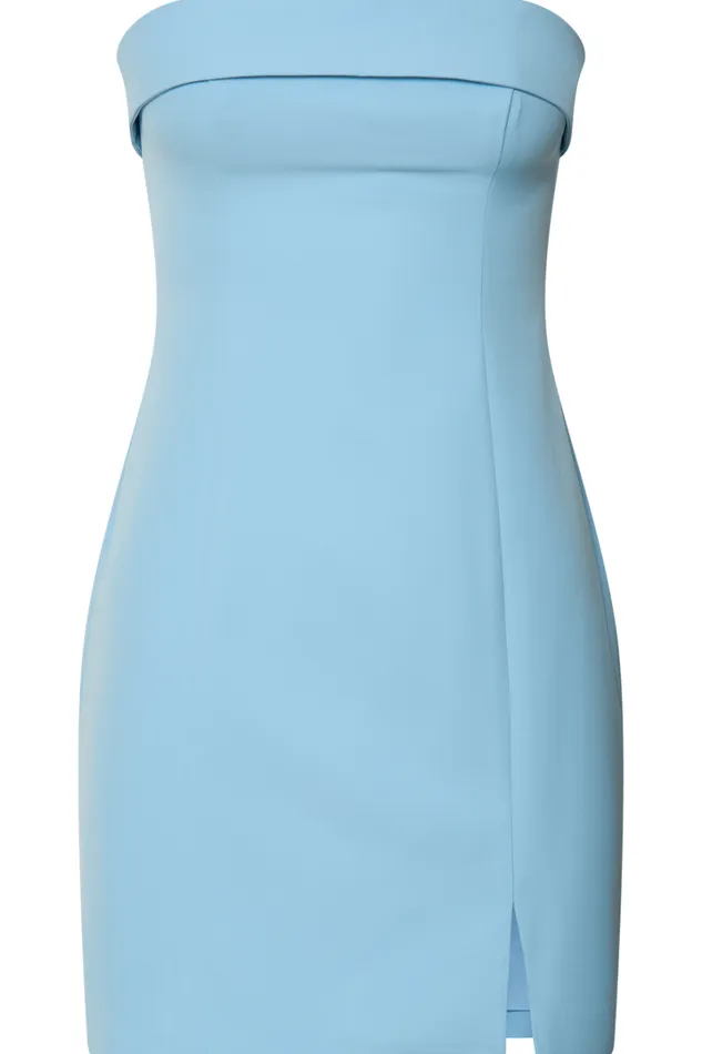 Tricia Mini Dress 8211 Strapless Foldover Neckline Dress In Pale Blue Women Showpo Curve Clothes