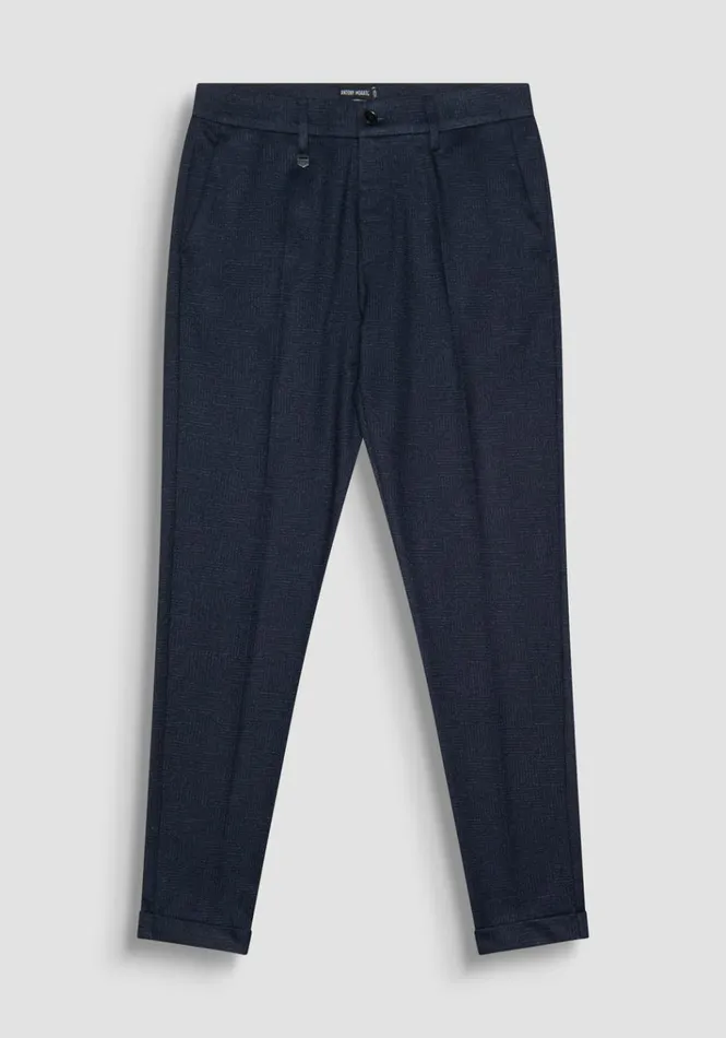 Trousers Men Antony Morato Ashe Super Skinny Fit Trousers In Warm Handfeel Stretch Viscose Fabric Blue Ink