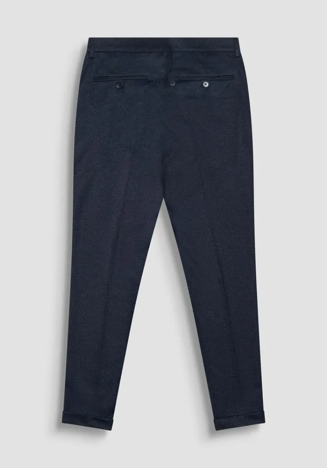 Trousers Men Antony Morato Ashe Super Skinny Fit Trousers In Warm Handfeel Stretch Viscose Fabric Blue Ink