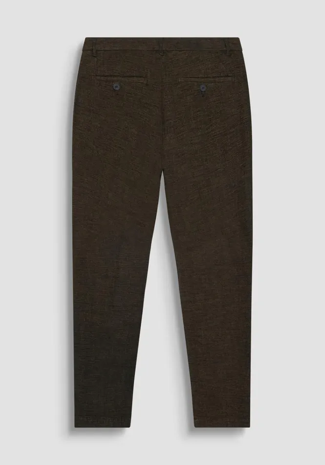 Trousers Men Antony Morato Bryan Skinny Fit Trousers In Stretch Cotton Viscose Blend Dark Tobacco