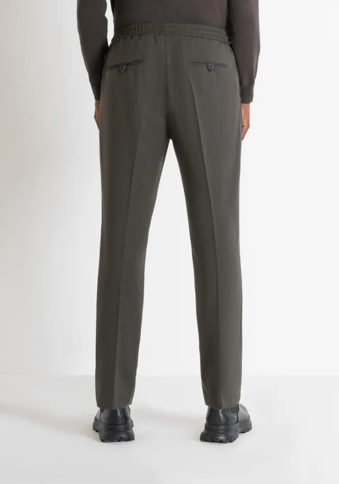 Trousers Men Antony Morato Regular Fit 034Neil034 Trousers In Green Viscose Blend Dark Olive Green