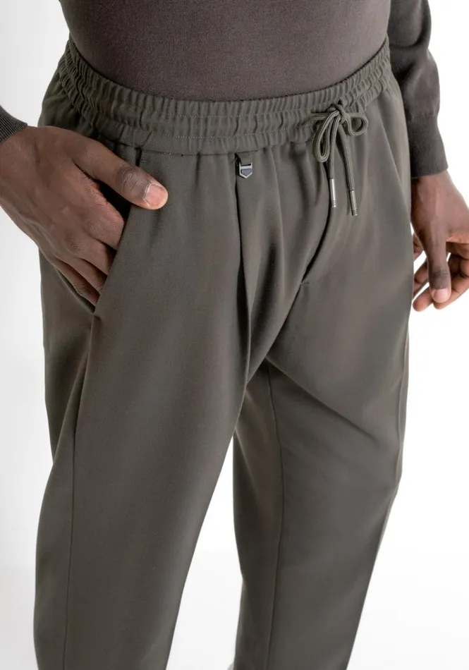 Trousers Men Antony Morato Regular Fit 034Neil034 Trousers In Green Viscose Blend Dark Olive Green