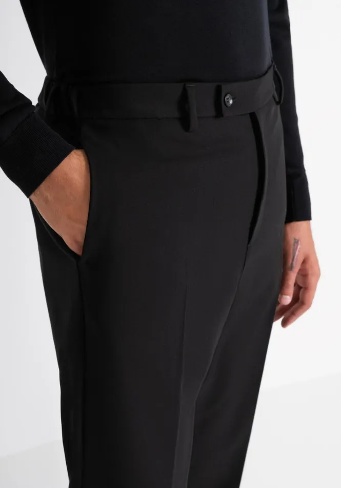 Trousers Men Antony Morato Relaxed Fit 034Evan034 Trousers In Wool Blend And Elastic Viscose Black