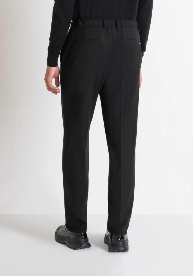 Trousers Men Antony Morato Relaxed Fit 034Evan034 Trousers In Wool Blend And Elastic Viscose Black