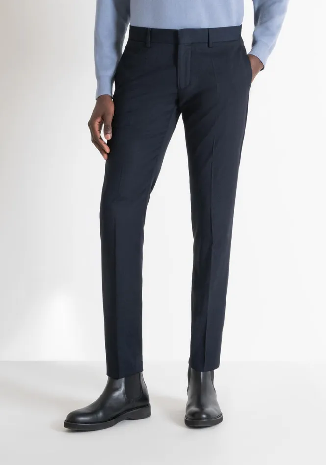 Trousers Men Antony Morato Slim Fit 034Bonnie034 Trousers In Patterned Elastic Viscose Blue Ink Trousers Men Antony Morato Slim Fit 034Bonnie034 Trousers In Patterned Elastic Viscose Blue Ink