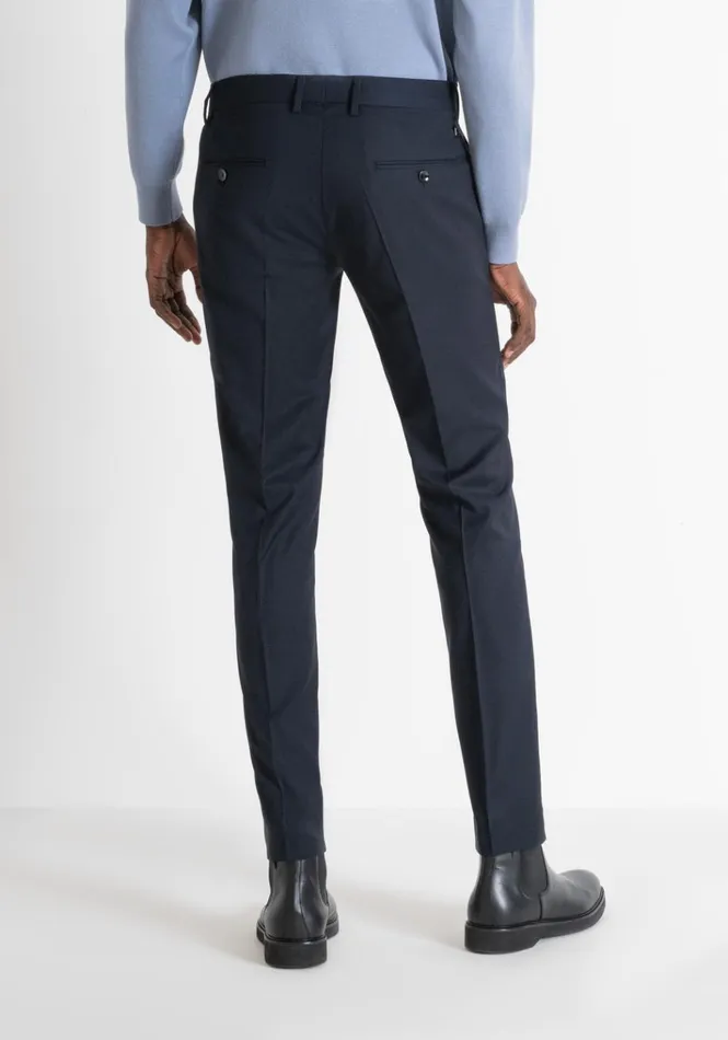 Trousers Men Antony Morato Slim Fit 034Bonnie034 Trousers In Patterned Elastic Viscose Blue Ink
