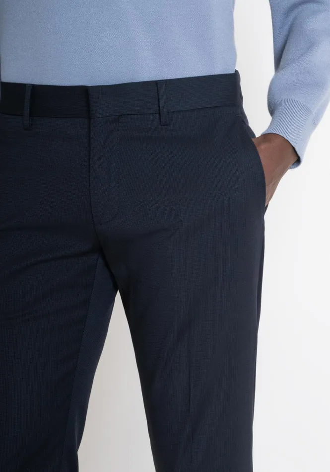 Trousers Men Antony Morato Slim Fit 034Bonnie034 Trousers In Patterned Elastic Viscose Blue Ink