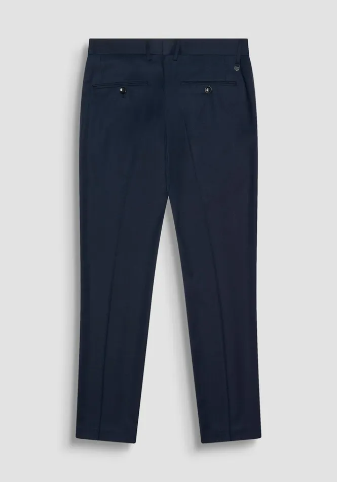 Trousers Men Antony Morato Slim Fit 034Bonnie034 Trousers In Patterned Elastic Viscose Blue Ink