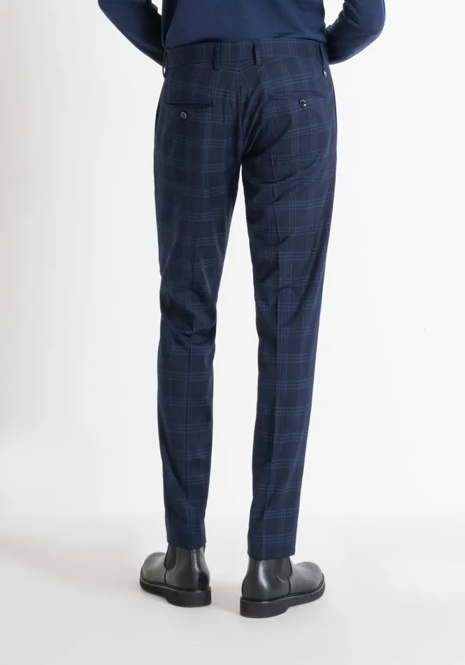 Trousers Men Antony Morato Slim Fit 034Bonnie034 Trousers With Check Pattern Blue Ink