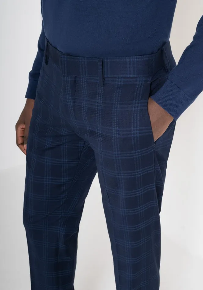 Trousers Men Antony Morato Slim Fit 034Bonnie034 Trousers With Check Pattern Blue Ink