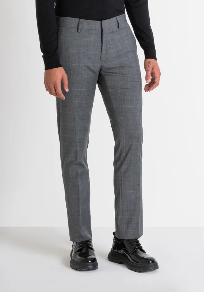Trousers Men Antony Morato Slim Fit Prince Of Wales Check 034Bonnie034 Trousers Medium Gray Melange Trousers Men Antony Morato Slim Fit Prince Of Wales Check 034Bonnie034 Trousers Medium Gray Melange