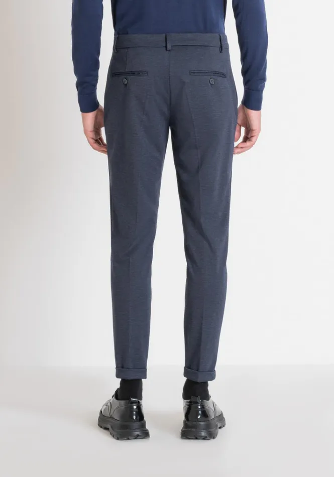 Trousers Men Antony Morato Super Skinny Fit 034Ashe034 Trousers In Jersey Fabric Melange Blue