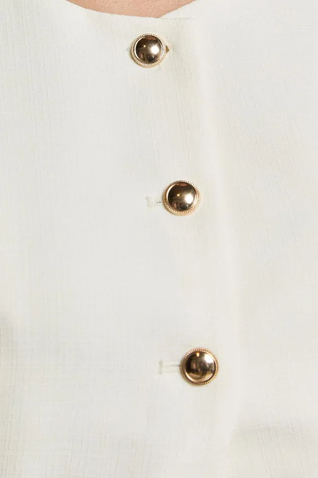 Tyla Top 8211 Scoop Neck Pocket Detail Button Up Vest In White Women Showpo Tops