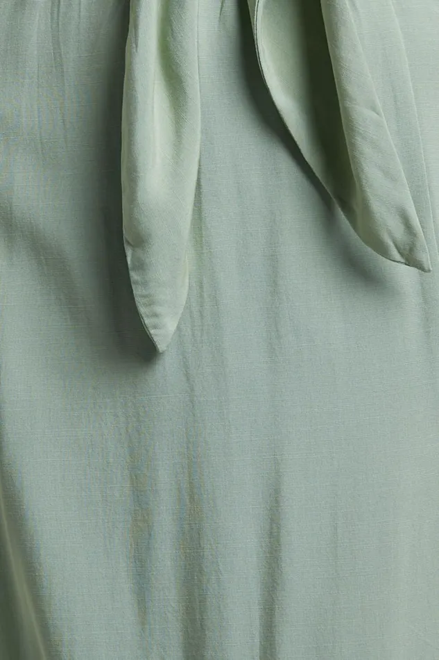 Tyricia Midi Dress 8211 Long Sleeve Tie Front Cut Out Dress In Sage Women Showpo Curve Clothes