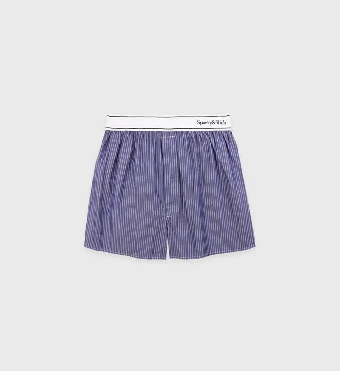 Underwear Women Sporty and Rich Serif Logo Boxer Short 8211 Navy Striped