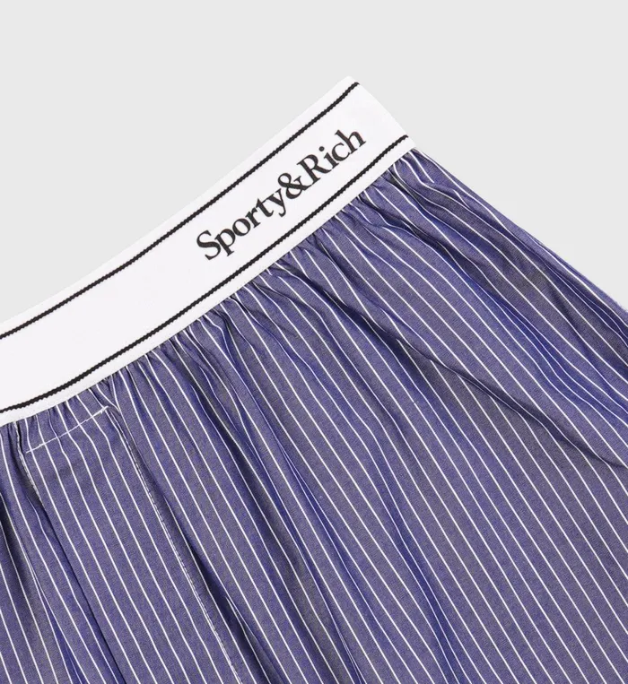 Underwear Women Sporty and Rich Serif Logo Boxer Short 8211 Navy Striped