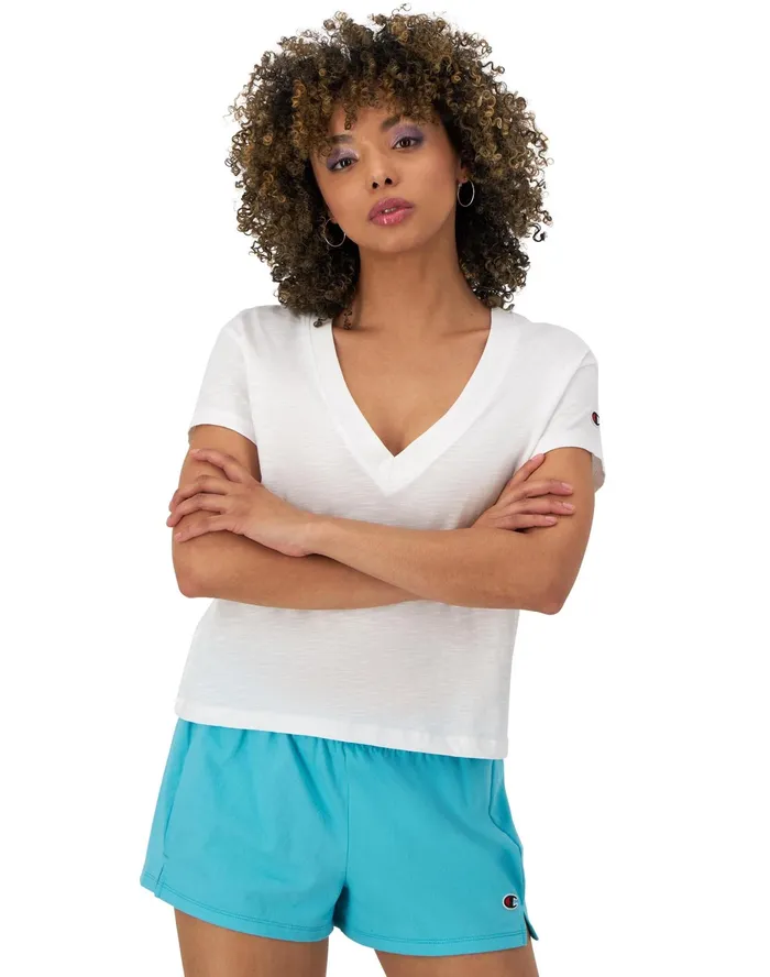 VNeck TShirt Tailgate C Logo White Women Champion TShirts and Tops