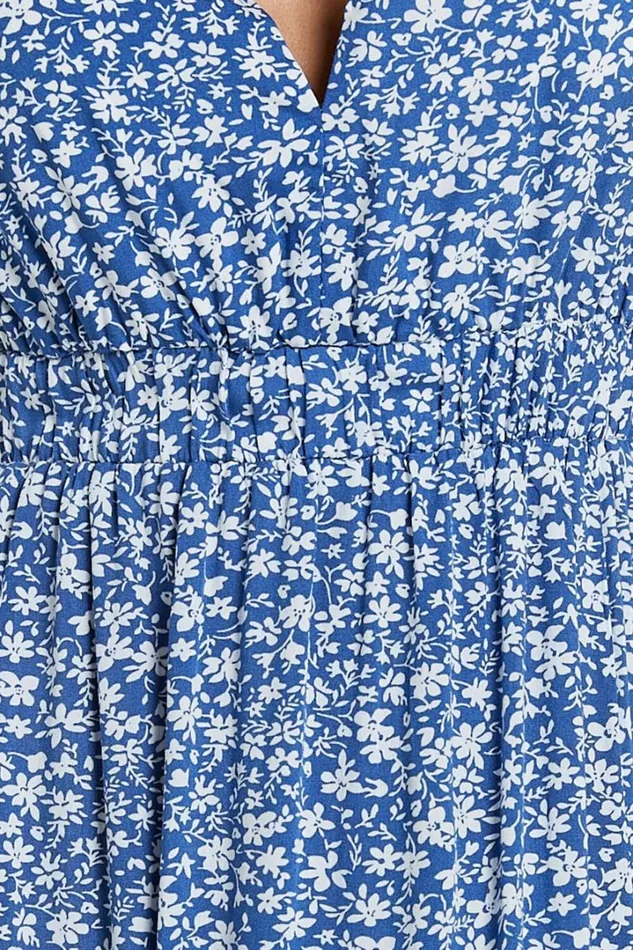 Valeri Midi Dress 8211 Plunge Neck Sleeveless Tie Waist Dress In Blue Floral Women Showpo Dresses