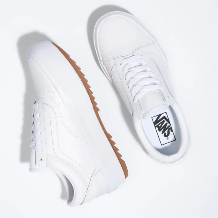 Vans Leather Old Skool Stacked True WhiteTrue White Womens Classics Shoes Vans Leather Old Skool Stacked True WhiteTrue White Womens Classics Shoes