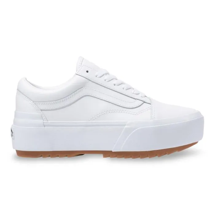 Vans Leather Old Skool Stacked True WhiteTrue White Womens Classics Shoes Vans Leather Old Skool Stacked True WhiteTrue White Womens Classics Shoes