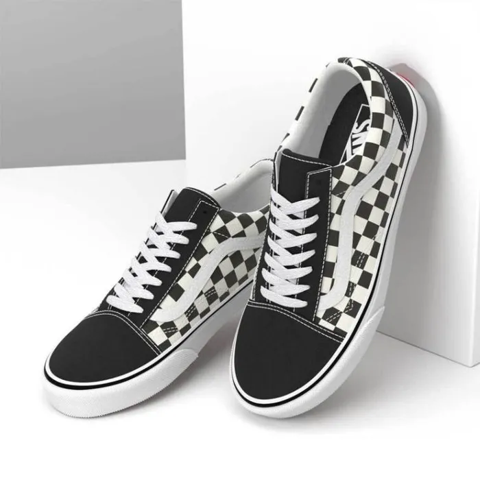 Vans Primary Check Old Skool BlackWhite Mens Classics Shoes Vans Primary Check Old Skool BlackWhite Mens Classics Shoes
