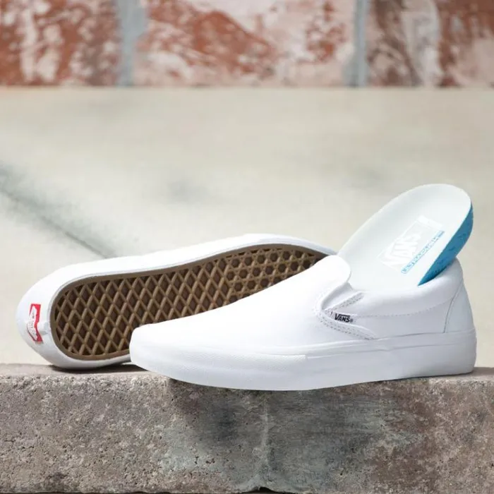Vans SlipOn Pro Whitewhite MensWomens Pro Skate