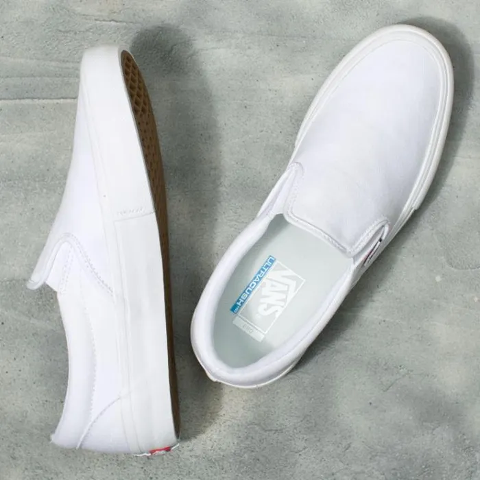 Vans SlipOn Pro Whitewhite MensWomens Pro Skate Vans SlipOn Pro Whitewhite MensWomens Pro Skate