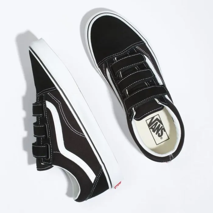 Vans Suede Canvas Old Skool V Blacktrue White Womens Classics Shoes Vans Suede Canvas Old Skool V Blacktrue White Womens Classics Shoes