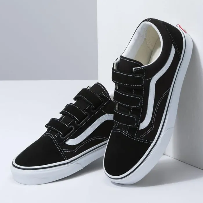 Vans Suede Canvas Old Skool V Blacktrue White Womens Classics Shoes Vans Suede Canvas Old Skool V Blacktrue White Womens Classics Shoes