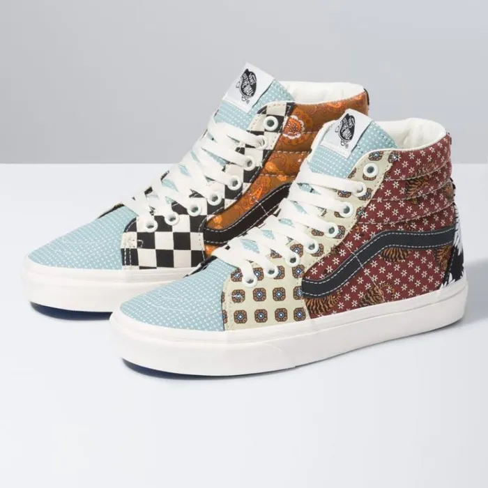 Vans Tiger Patchwork Sk8Hi BlackTrue White MensWomens Classics Shoes