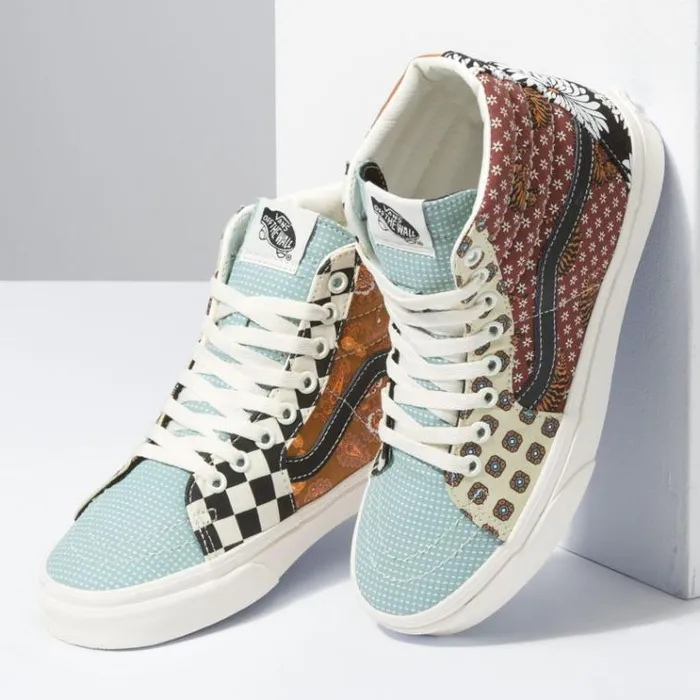 Vans Tiger Patchwork Sk8Hi BlackTrue White MensWomens Classics Shoes Vans Tiger Patchwork Sk8Hi BlackTrue White MensWomens Classics Shoes