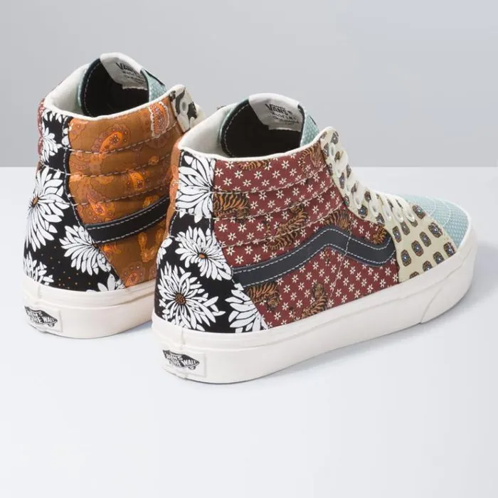 Vans Tiger Patchwork Sk8Hi BlackTrue White MensWomens Classics Shoes Vans Tiger Patchwork Sk8Hi BlackTrue White MensWomens Classics Shoes