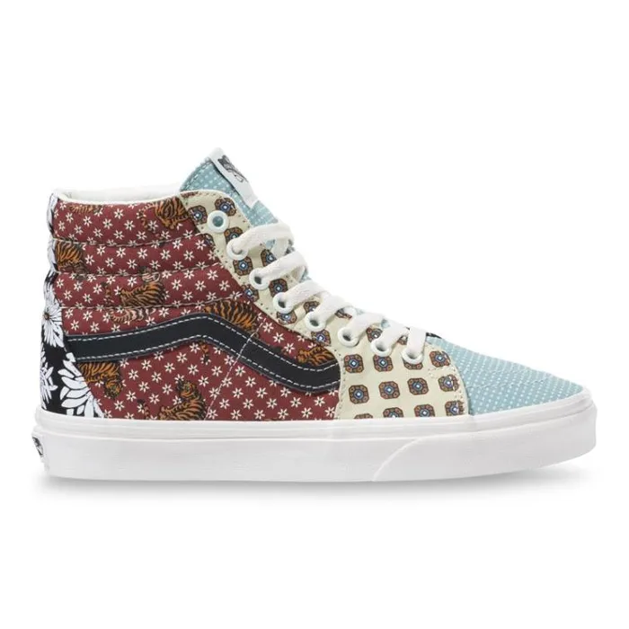 Vans Tiger Patchwork Sk8Hi BlackTrue White MensWomens Classics Shoes Vans Tiger Patchwork Sk8Hi BlackTrue White MensWomens Classics Shoes