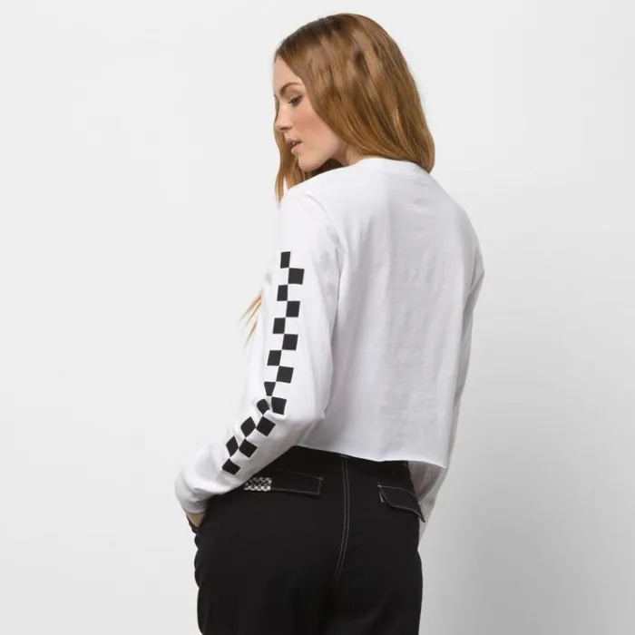 Vans Try Angle Crop Long Sleeve Boyfriend Tee White Womens TShirts and Tanks Vans Try Angle Crop Long Sleeve Boyfriend Tee White Womens TShirts and Tanks
