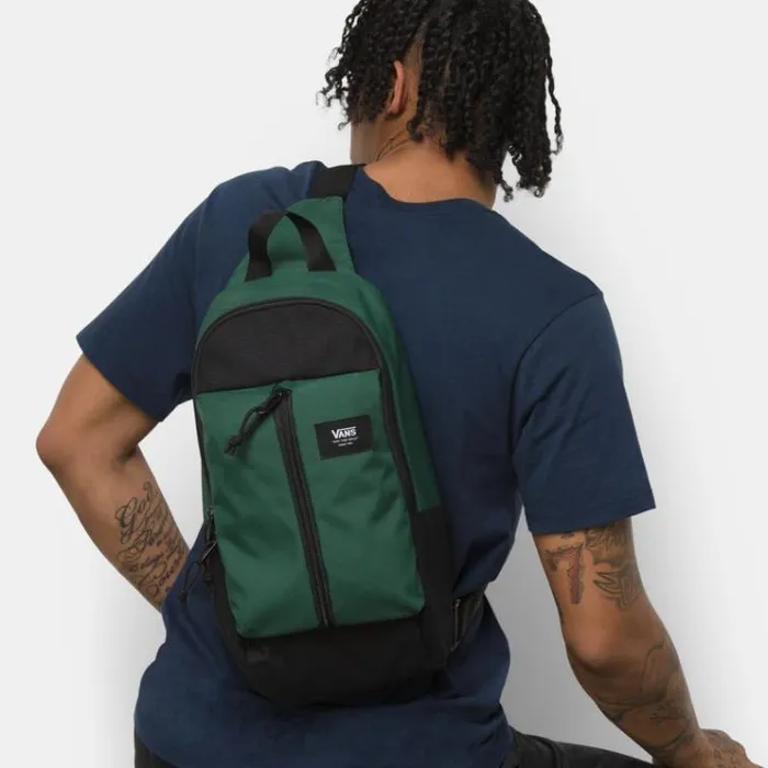 Vans Warp Sling Bag Pine NeedleBlack Mens Backpacks and Bags