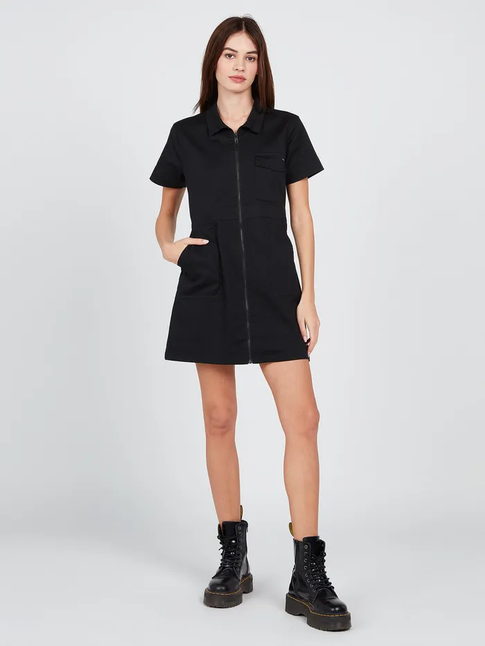 Volcom Dresses Frochickie Utility Dress 8211 Black Black 8211 Womens