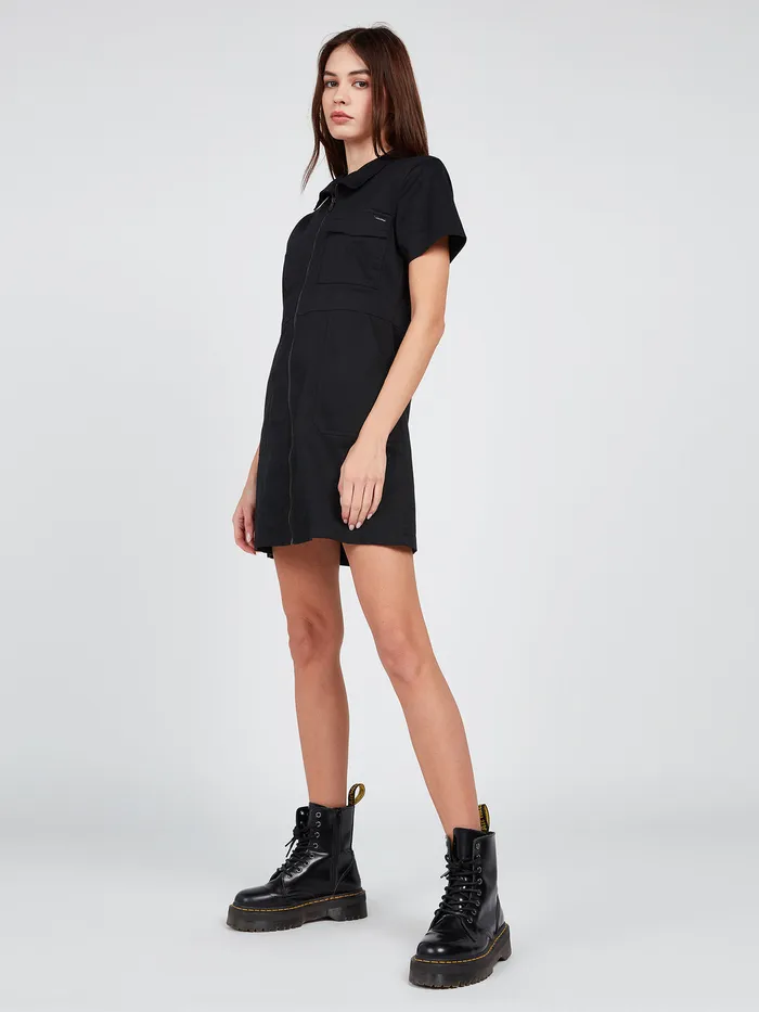 Volcom Dresses Frochickie Utility Dress 8211 Black Black 8211 Womens