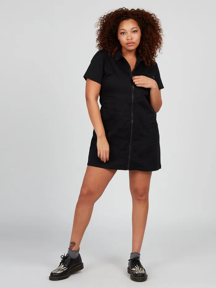 Volcom Dresses Frochickie Utility Dress 8211 Black Black 8211 Womens