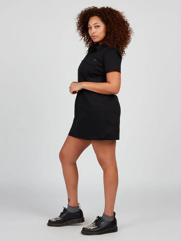 Volcom Dresses Frochickie Utility Dress 8211 Black Black 8211 Womens