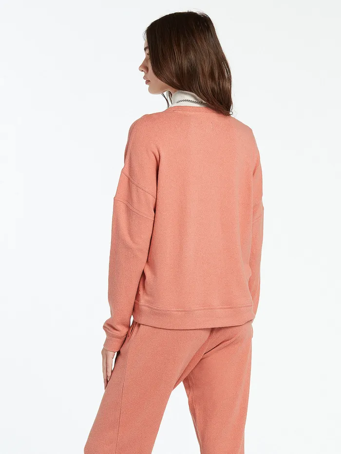 Volcom Hoodies and Sweatshirts Lived In Lounge Crew 8211 Light Mauve Light Mauve 8211 Womens