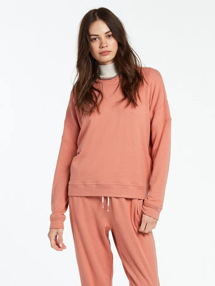 Volcom Hoodies and Sweatshirts Lived In Lounge Crew 8211 Light Mauve Light Mauve 8211 Womens