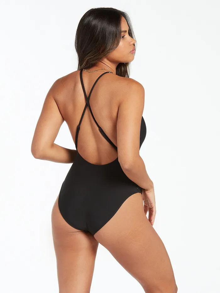Volcom OnePiece Swimsuits Simply Seamless One Piece 8211 Black Black 8211 Womens