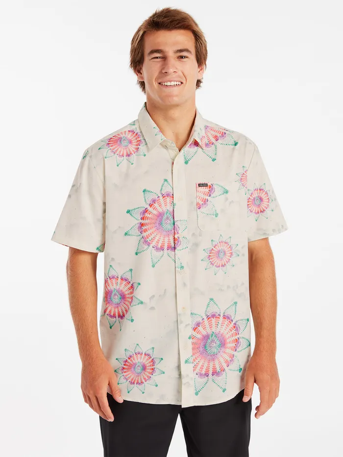 Volcom Shirts and Flannels Star Shields Featured Artist Short Sleeve Shirt 8211 Coconut Coconut 8211 Mens