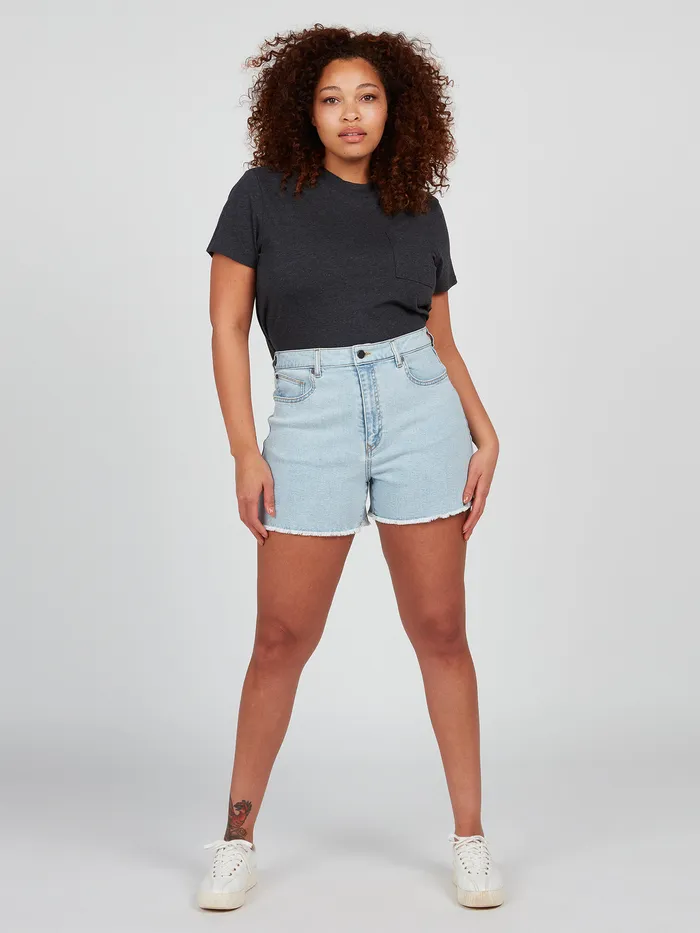 Volcom Shorts Stone Step High Rise Denim Shorts 8211 Thrifter Blue Light Thrifter Blue Light 8211 Womens