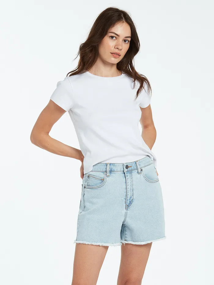 Volcom Shorts Stone Step High Rise Denim Shorts 8211 Thrifter Blue Light Thrifter Blue Light 8211 Womens