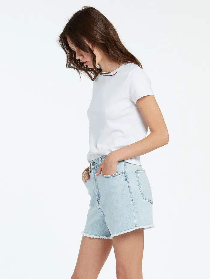 Volcom Shorts Stone Step High Rise Denim Shorts 8211 Thrifter Blue Light Thrifter Blue Light 8211 Womens