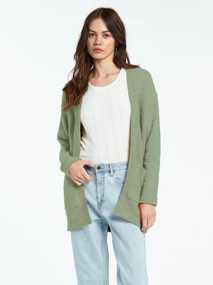 Volcom Sweaters and Cardigans Lived In Lounge Cardigan 8211 Light Army Light Army 8211 Womens