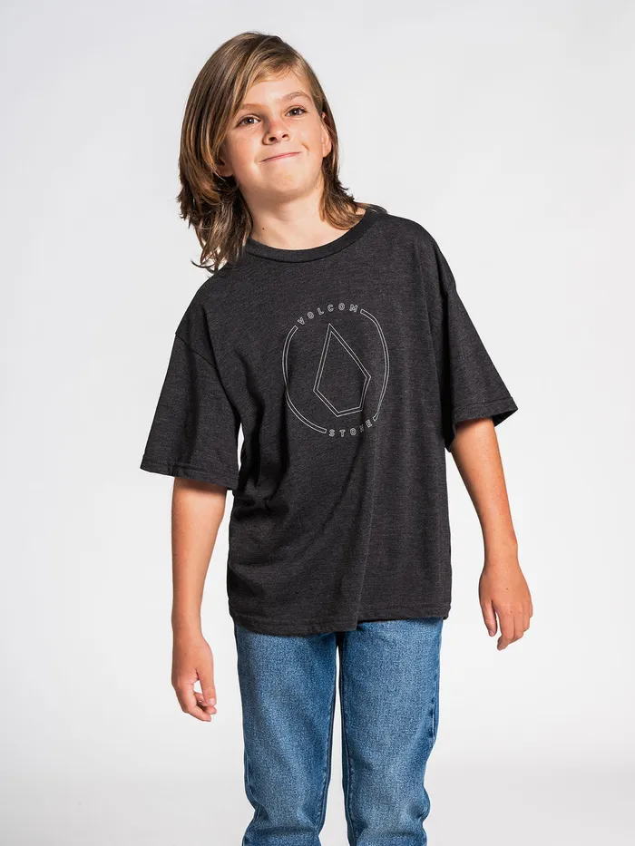Volcom TShirts and Tanks Big Boys Rim Stone Short Sleeve Tee 8211 Heather Black Heather Black 8211 Boys